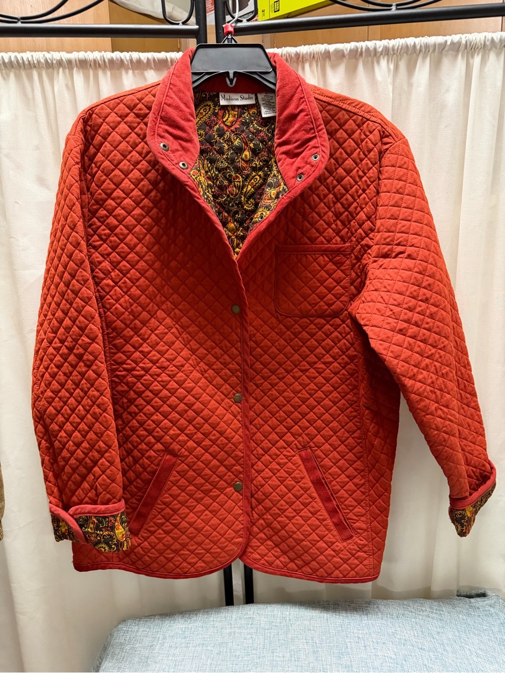 Madison Studio Rust Orange Quilted Barn Jacket XL Paisley Lined 🍁🍂🍁